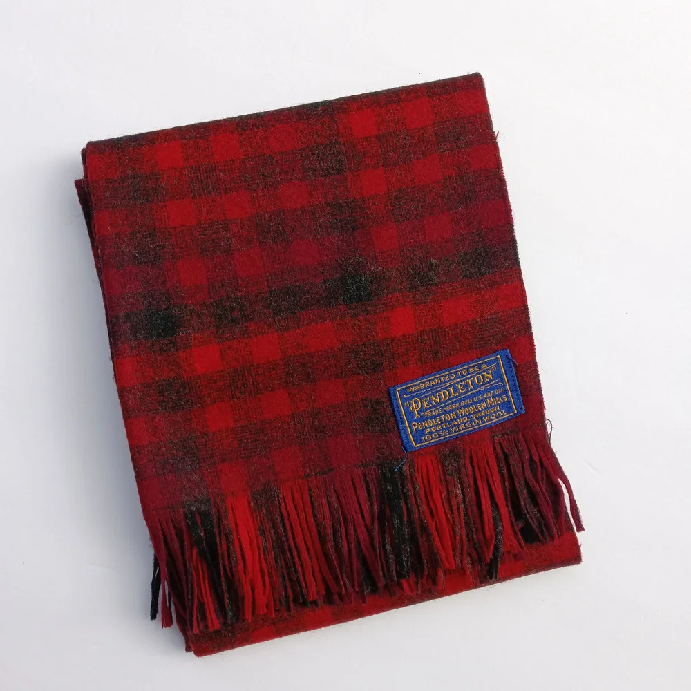 NWOT Pendleton Red & Charcoal Gray Plaid Scarf Muffler